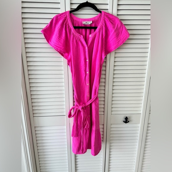 Vineyard Vines Pink Button-Down Dress - Picture 1 of 3